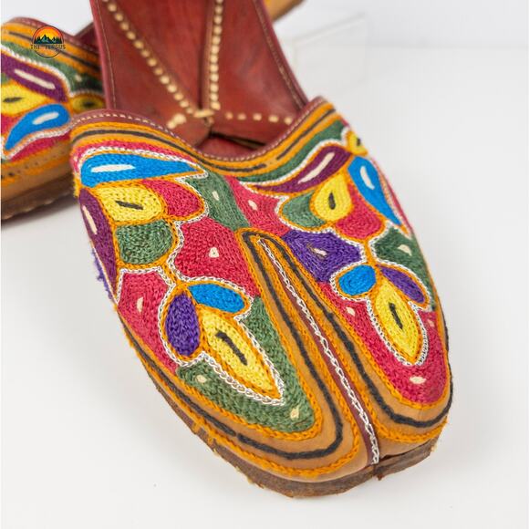 Handcrafted Punjabi Jutti Khussa Mojari Flats Multicolor Women's Size US 9 - Picture 9 of 16